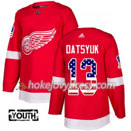 Dětské Hokejový Dres Detroit Red Wings Pavel Datsyuk 13 2017-2018 USA Flag Fashion Černá Adidas Authentic
